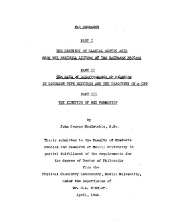 The recovery of glacial acetic acid from the residual liquors of the Bachmann process. : 2. The rate of disappearance of hexamine in Bachmann type mixtures and the discovery of L-DPT. 3. The kinetics of BSX formation. thumbnail