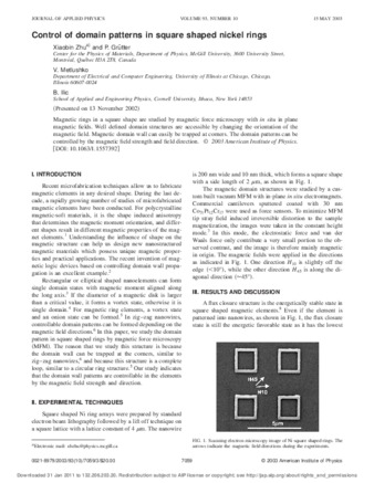 Control of domain patterns in square shaped nickel rings thumbnail