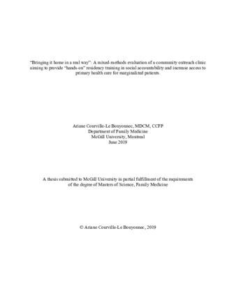 “Bringing it home in a real way”: A mixed-methods evaluation of a community outreach clinic aiming to provide “hands-on” residency training in social accountability and increase access to primary health care for marginalized patients thumbnail