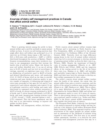 A survey of dairy calf management practices in Canada that affect animal welfare thumbnail