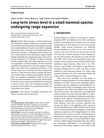 Long-term stress level in a small mammal species undergoing range expansion thumbnail