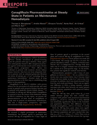 Canagliflozin Pharmacokinetics at Steady State in Patients on Maintenance Hemodialysis thumbnail