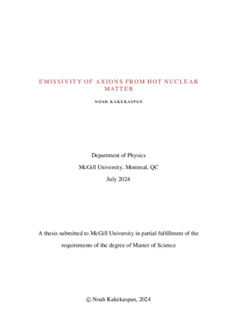 Emissivity of Axions from Hot Nuclear Matter thumbnail