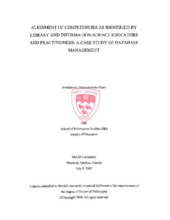Alignment of competencies as identified by library and information science educators and practitioners : a case study of database management thumbnail