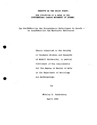 Experts on the union staff : the evolution of a role in the confessional labour movement of Quebec (La Confédération des travailleurs catholiques du Canada - La Confédération des syndicats nationaux thumbnail
