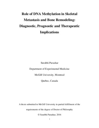 Role of DNA methylation in skeletal metastasis and bone remodeling: diagnostic, prognostic and therapeutic implications thumbnail