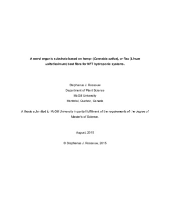 A novel organic substrate based on hemp (Cannabis sativa ), or flax ( Linum usitatissimum ) bast fibre for NFT hydroponic systems thumbnail