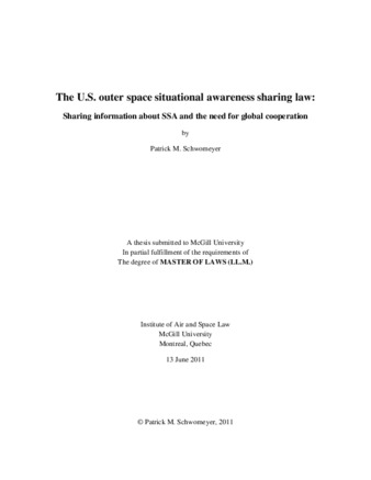 The U.S. outer space situational awareness sharing law: sharing information about SSA and the need for global cooperation thumbnail