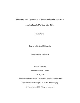 Structure and dynamics of supramolecular systems one molecule/particle at a time thumbnail