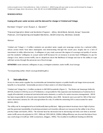 Coping with poor water services and the demand for change in Trinidad and Tobago thumbnail