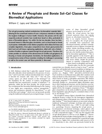 A Review of Phosphate and Borate Sol–Gel Glasses for Biomedical Applications thumbnail