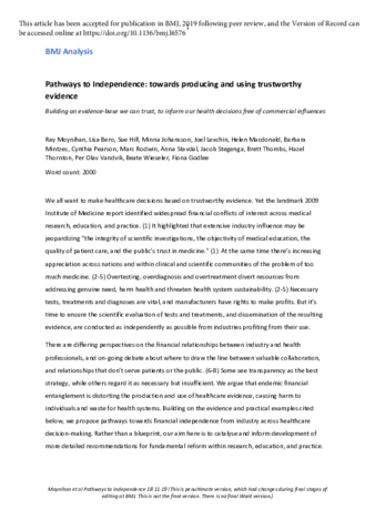 Pathways to independence: towards producing and using trustworthy evidence thumbnail