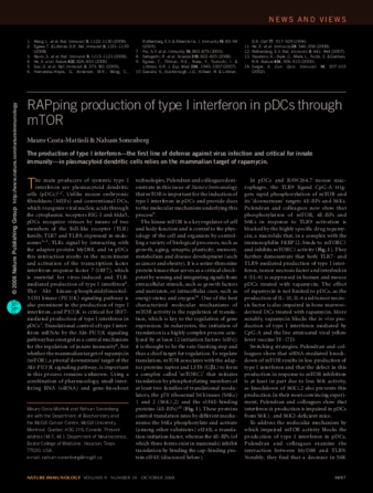 RAPping production of type I interferon in pDCs through mTOR thumbnail