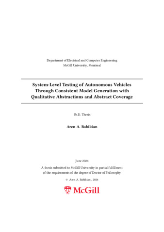 System-level testing of autonomous vehicles through consistent model generation with qualitative abstractions and abstract coverage thumbnail