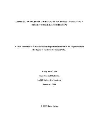Assessing B cell subsets changes in HIV subjects receiving a dendritic cell immunotherapy thumbnail