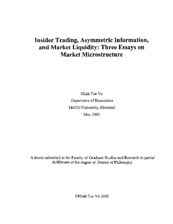 Insider trading, asymmetric information, and market liquidity : three essays on market microstructure thumbnail