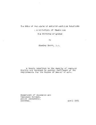 The role of the state in employer-employee relations – a comparison of France and the province of Quebec. thumbnail
