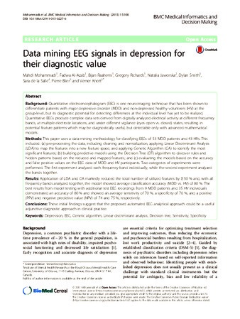 Data mining EEG signals in depression for their diagnostic value thumbnail