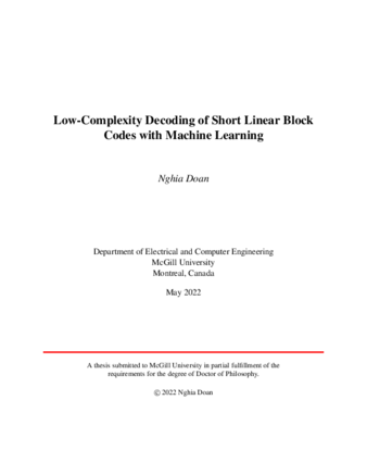 Low-complexity decoding of short linear block codes with machine learning thumbnail