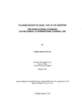 To cause or not to cause, that is the question : the prosecutorial standard for incitement at international criminal law thumbnail