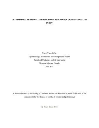Developing a personalized risk index for neurocognitive decline in HIV thumbnail