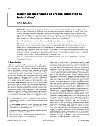 Non-linear mechanics of cracks subjected to indentation thumbnail