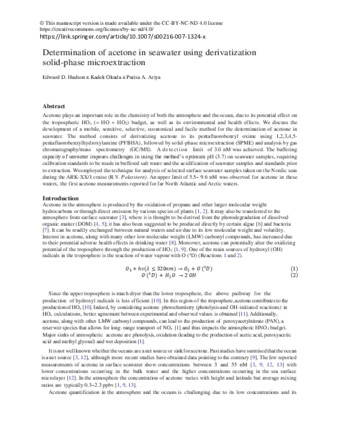 Determination of acetone in seawater using derivatization solid-phase microextraction thumbnail