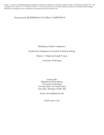 Rethinking cultural competence: insights from indigenous community treatment settings thumbnail