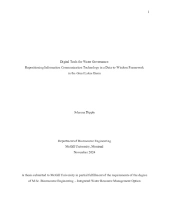 Digital Tools for Water Governance:  Repositioning Information Communication Technology in a Data-to-Wisdom Framework in the Great Lakes Basin thumbnail