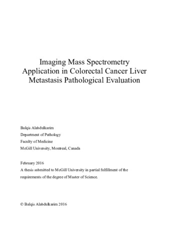 Imaging mass spectrometry application in colorectal cancer liver metastasis pathological evaluation thumbnail