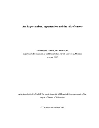 Antihypertensives, hypertension, and the risk of cancer thumbnail