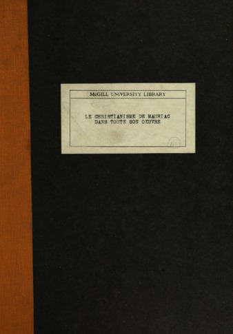 Le christianisme de Mauriac dans toute son oeuvre. thumbnail