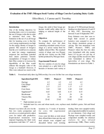 Evaluation of the TMF (Micogen Seed) Variety of Silage Corn for Lactating Dairy Cattle thumbnail