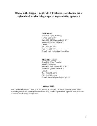 Where is the happy transit rider? Evaluating satisfaction with regional rail service using a spatial segmentation approach thumbnail