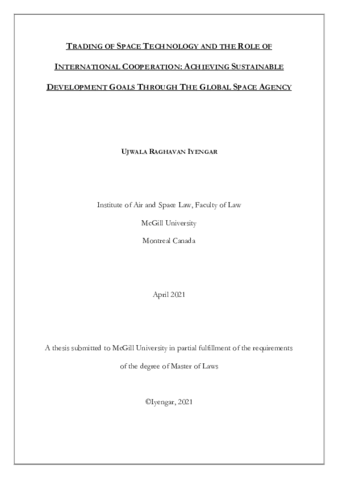 Trading of space technology and the role of international cooperation: achieving sustainable development goals through the global space agency thumbnail