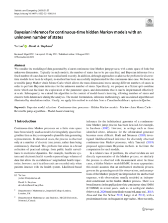 Bayesian inference for continuous-time hidden Markov models with an unknown number of states thumbnail
