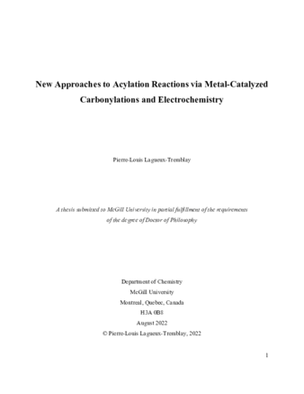 New approaches to acylation reactions via metal-catalyzed carbonylations and electrochemistry thumbnail