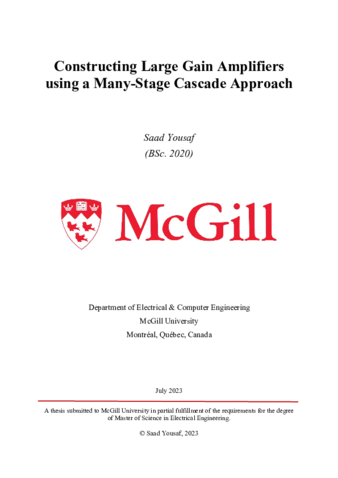 Constructing Large Gain Amplifiers using a many-stage cascade approach thumbnail