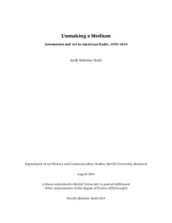 Umaking a Medium: Automation and Art in American Radio, 1950–2010 thumbnail