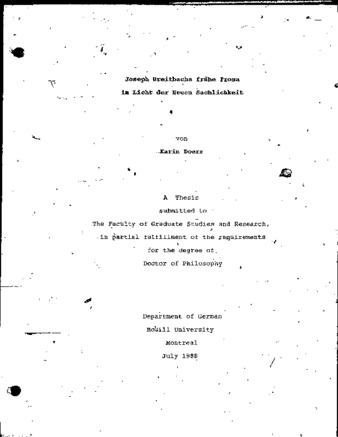 Joseph Breitbachs frühe Prosa im Licht der neuen Sachlichkeit thumbnail