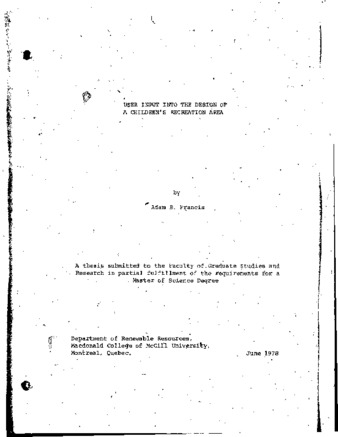 User input into the design of a children's recreation area. thumbnail