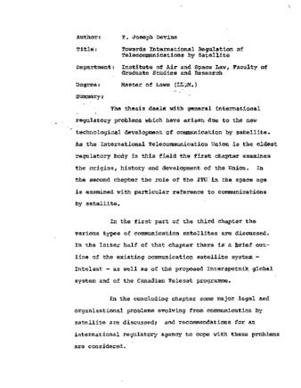 Towards international regulation of telecommunications by satellite thumbnail