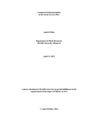 Thesis | Compound tintinnabulation in the music of Arvo Pärt | ID ...