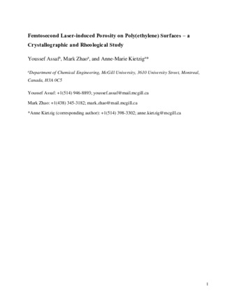 Femtosecond Laser-induced Porosity on Poly(ethylene) Surfaces – a Crystallographic and Rheological Study thumbnail