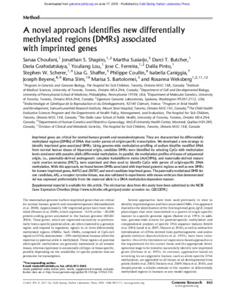 A novel approach identifies new differentially methylated regions (DMRs) associated with imprinted genes thumbnail