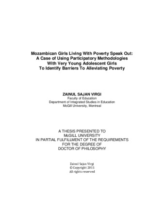 Mozambican girls living with poverty speak out: a case of using participatory methodologies with very young adolescent girls to identify barriers to alleviating poverty thumbnail