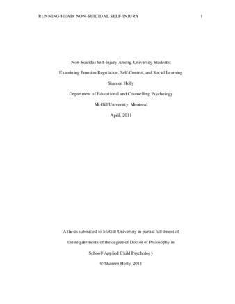 Non-suicidal self-injury among university students: examining emotion regulation, self-control, and social learning thumbnail
