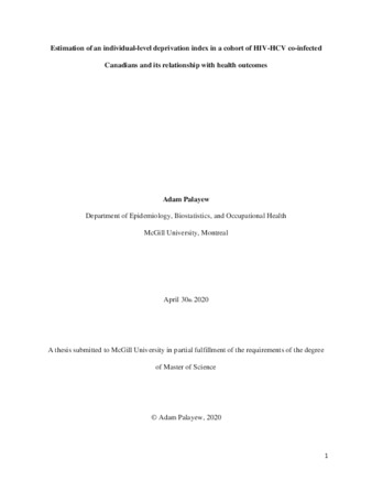Estimation of an individual-level deprivation index in a cohort of HIV-HCV co-infected Canadians and its relationship with health outcomes thumbnail
