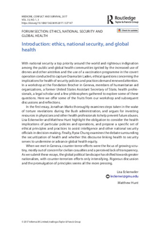 Introduction: ethics, national security, and global health thumbnail