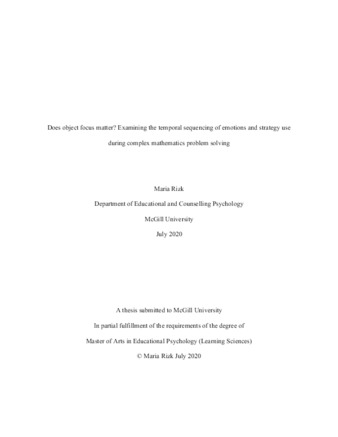 Does object focus matter? Examining the temporal sequencing of emotions and strategy use during complex mathematics problem solving thumbnail